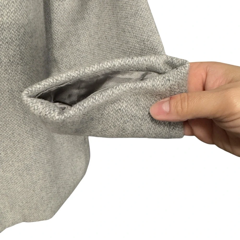 Lauren Ralph Lauren Light Gray Textured Wool Twill Hooded Zip Jacket - Picture 3 of 15